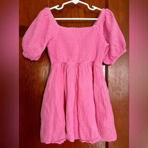 Vivie & Ash - pink puff sleeve smocked dress - kids size 6